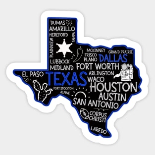 Dallas Texas cute map San Antonio Austin Fort Worth El Paso Dallas TX state Sticker